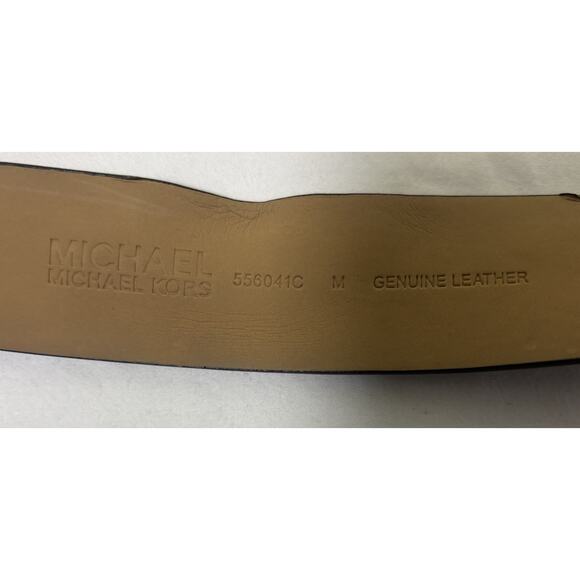 Vintage Michael Kors Unisex Brown Leather Belt Gold Hardware Size M Embossed - Picture 4 of 6